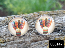 Load image into Gallery viewer, 12MM ROUND CAB COWGIRL CANDY EARRINGS - FEATHER COLLECTION