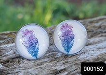 Load image into Gallery viewer, 12MM ROUND CAB COWGIRL CANDY EARRINGS - FEATHER COLLECTION