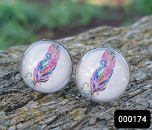 Load image into Gallery viewer, 12MM ROUND CAB COWGIRL CANDY EARRINGS - FEATHER COLLECTION