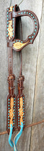 Load image into Gallery viewer, CARVED BUCKSTITCHED ONE EARRED HEADSTALL