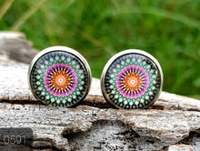 Load image into Gallery viewer, 12MM ROUND CAB COWGIRL CANDY EARRINGS - PATTERNS COLLECTION 3