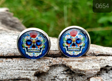 Load image into Gallery viewer, 12MM ROUND CAB COWGIRL CANDY EARRINGS - SUGAR SKULLS COLLECTION