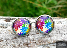 Load image into Gallery viewer, 12MM ROUND CAB COWGIRL CANDY EARRING - FLOWERS COLLECTION