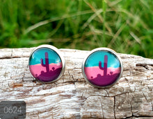 Load image into Gallery viewer, 12MM ROUND CAB COWGIRL CANDY EARRINGS - CACTUS COLLECTION