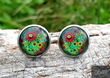 Load image into Gallery viewer, 12MM ROUND CAB COWGIRL CANDY EARRING - FLOWERS COLLECTION