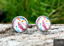 Load image into Gallery viewer, 12MM ROUND CAB COWGIRL CANDY EARRINGS - FEATHER COLLECTION