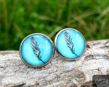 Load image into Gallery viewer, 12MM ROUND CAB COWGIRL CANDY EARRINGS - FEATHER COLLECTION
