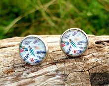 Load image into Gallery viewer, 12MM ROUND CAB COWGIRL CANDY EARRINGS - FEATHER COLLECTION