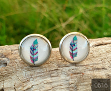 Load image into Gallery viewer, 12MM ROUND CAB COWGIRL CANDY EARRINGS - FEATHER COLLECTION