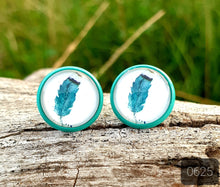 Load image into Gallery viewer, 12MM ROUND CAB COWGIRL CANDY EARRINGS - FEATHER COLLECTION