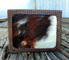Load image into Gallery viewer, MENS HAIR ON HIDE INLAY BI-FOLD WALLET