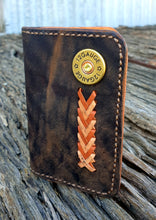 Load image into Gallery viewer, CRAZY HORSE GENUINE LEATHER LACED "SHOTGUN" BI-FOLD WALLET