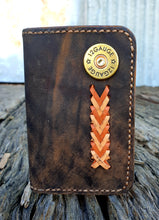 Load image into Gallery viewer, CRAZY HORSE GENUINE LEATHER LACED "SHOTGUN" BI-FOLD WALLET
