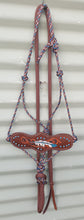 Load image into Gallery viewer, BRONC NOSE HALTER and LEAD SET - Feather and Scroll Design 011