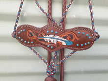 Load image into Gallery viewer, BRONC NOSE HALTER and LEAD SET - Feather and Scroll Design 011