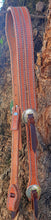 Load image into Gallery viewer, HANDMADE HERMAN OAK SLIP EAR HEADSTALL - Carved Style Buckle