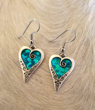 Load image into Gallery viewer, 0801 BLUE SPARKLE HEART EARRINGS