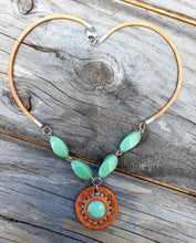 Load image into Gallery viewer, Genuine Leather and Semi Precious Stone Inlay Necklace