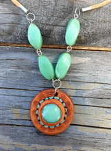 Load image into Gallery viewer, Genuine Leather and Semi Precious Stone Inlay Necklace