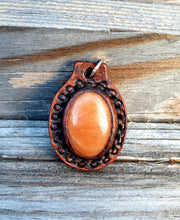 Load image into Gallery viewer, Genuine Leather and Semi Precious Stone Inlay Pendant