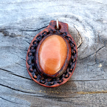 Load image into Gallery viewer, Genuine Leather and Semi Precious Stone Inlay Pendant
