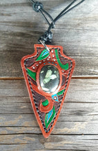 Load image into Gallery viewer, Genuine Leather Hand Carved Arrowhead Pendant and Necklace