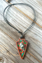 Load image into Gallery viewer, Genuine Leather Hand Carved Arrowhead Pendant and Necklace