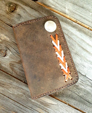 Load image into Gallery viewer, CRAZY HORSE GENUINE LEATHER LACED BI-FOLD WALLET with CONCHO