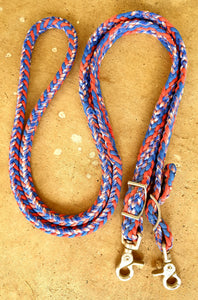 BRAIDED SPORTING REINS - Flat and Round Braided Hand Hold - Adjustable