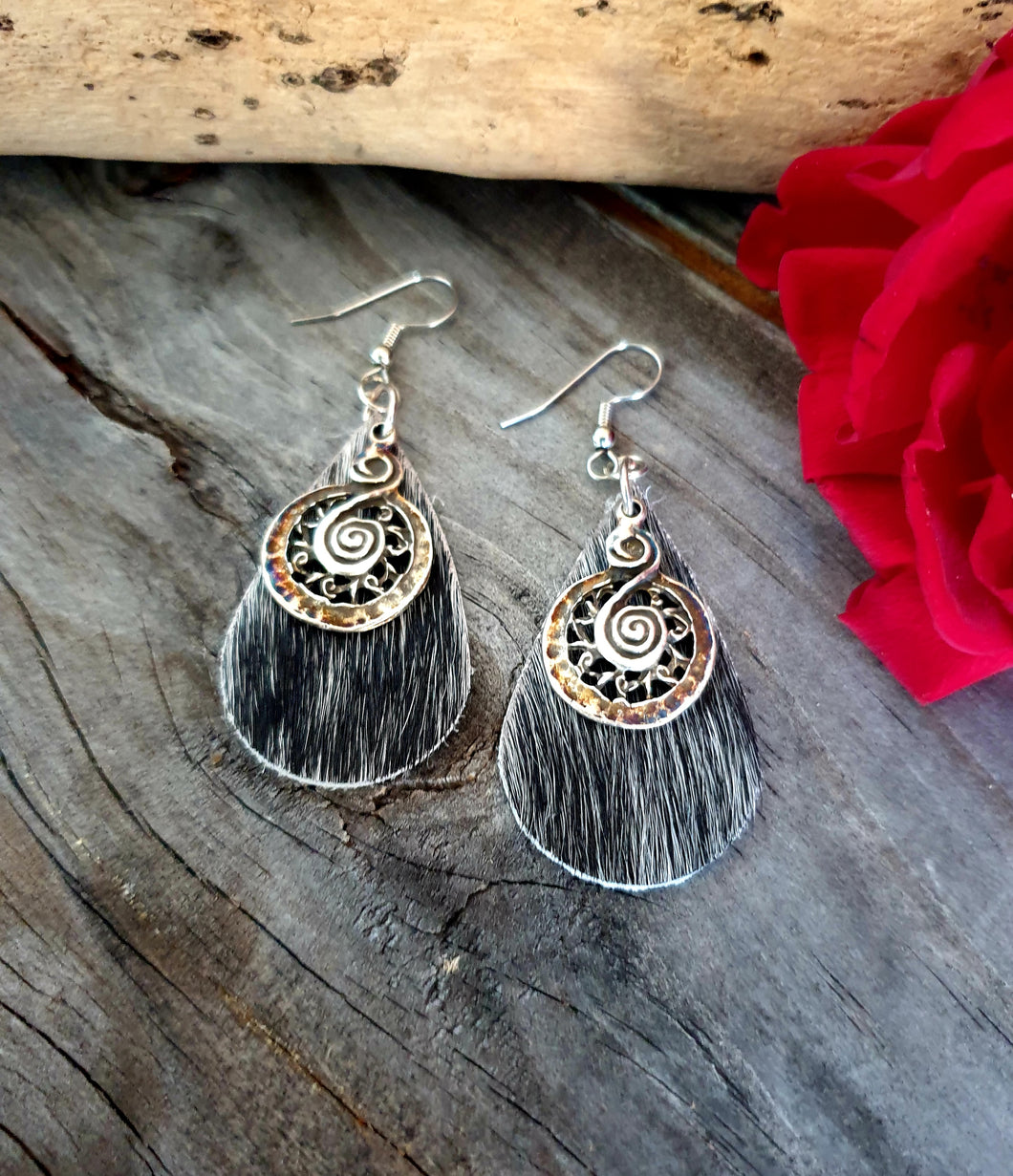 000229 HAIR ON HIDE EARRINGS