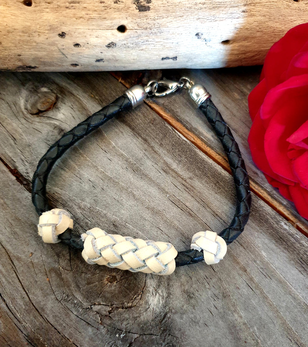 GENUINE LEATHER BRAIDED BRACELET - 000219