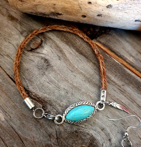 GENUINE HORSE HAIR BRACELET and EARRINGS SET