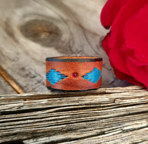 GENUINE LEATHER HAND PAINTED RING- 000208R