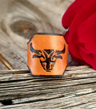 Load image into Gallery viewer, GENUINE LEATHER STEER SKULL RING- 000203R
