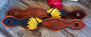 HAND CARVED SLOBBER STRAPS - SUNFLOWERS