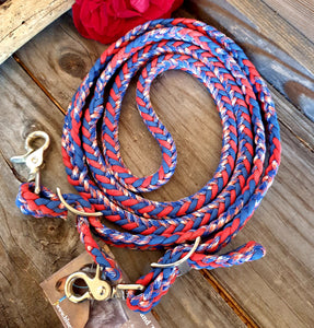 BRAIDED SPORTING REINS - Flat and Round Braided Hand Hold - Adjustable