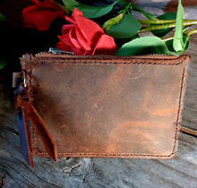 Load image into Gallery viewer, Small Western &#39;Viking Cowgirl&#39; Card/Cash Wallet with Hair On Hide
