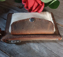 Load image into Gallery viewer, Small Western &#39;Viking Cowgirl&#39; Card/Cash Wallet with Hair On Hide
