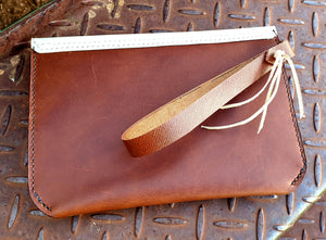 TOOLED SUNFLOWER LEATHER CLUTCH - Two Tone