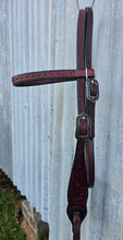 Load image into Gallery viewer, Dark Horse Collection -  Dark Mahogany Tooled Cheeks Headstall &quot;Sahara&quot;
