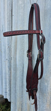 Load image into Gallery viewer, Dark Horse Collection -  Dark Mahogany Tooled Cheeks Headstall &quot;Sahara&quot;

