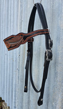 Load image into Gallery viewer, Dark Horse Collection - Feather Tooled Brow Headstall &quot;Coyote&quot;
