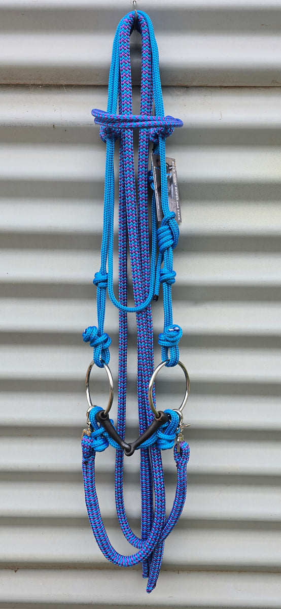 COMPLETE KNOTTED ROPE BRIDLE SET – BLUE ROAN ROPES and TACK