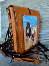 Load image into Gallery viewer, Handmade Genuine Leather Messenger Bag &#39;Painted Pair of the Prairie&quot;

