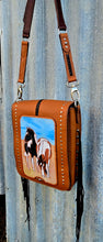 Load image into Gallery viewer, Handmade Genuine Leather Messenger Bag &#39;Painted Pair of the Prairie&quot;
