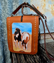 Load image into Gallery viewer, Handmade Genuine Leather Messenger Bag &#39;Painted Pair of the Prairie&quot;
