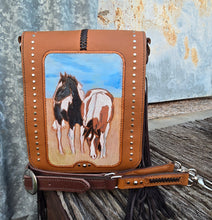 Load image into Gallery viewer, Handmade Genuine Leather Messenger Bag &#39;Painted Pair of the Prairie&quot;
