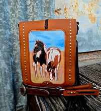 Load image into Gallery viewer, Handmade Genuine Leather Messenger Bag &#39;Painted Pair of the Prairie&quot;

