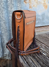 Load image into Gallery viewer, Handmade Genuine Leather Messenger Bag &#39;Painted Pair of the Prairie&quot;
