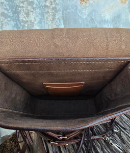 Handmade Genuine Leather Messenger Bag 'Painted Pair of the Prairie"